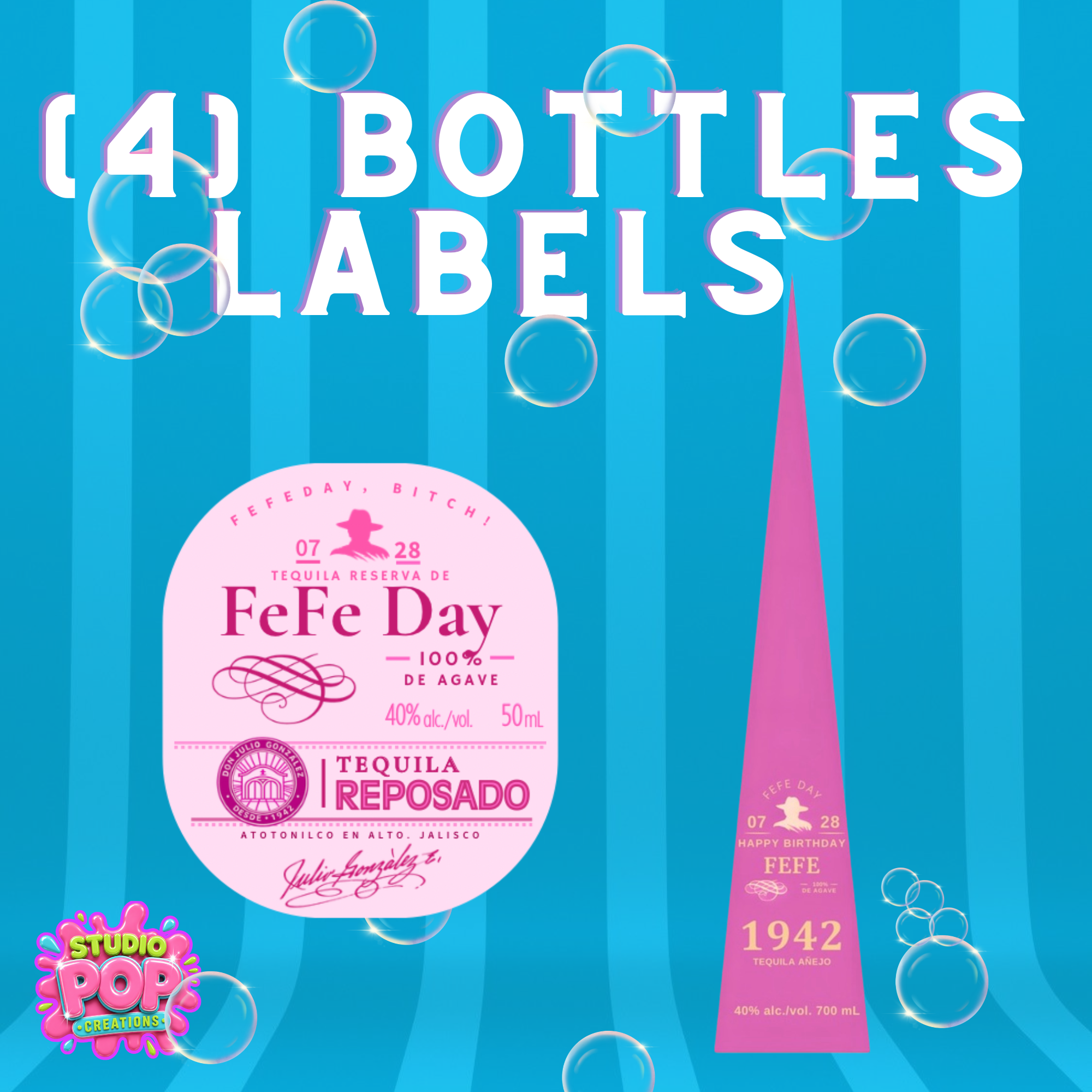 Custom Liquor Bottle Labels – Set of 4
