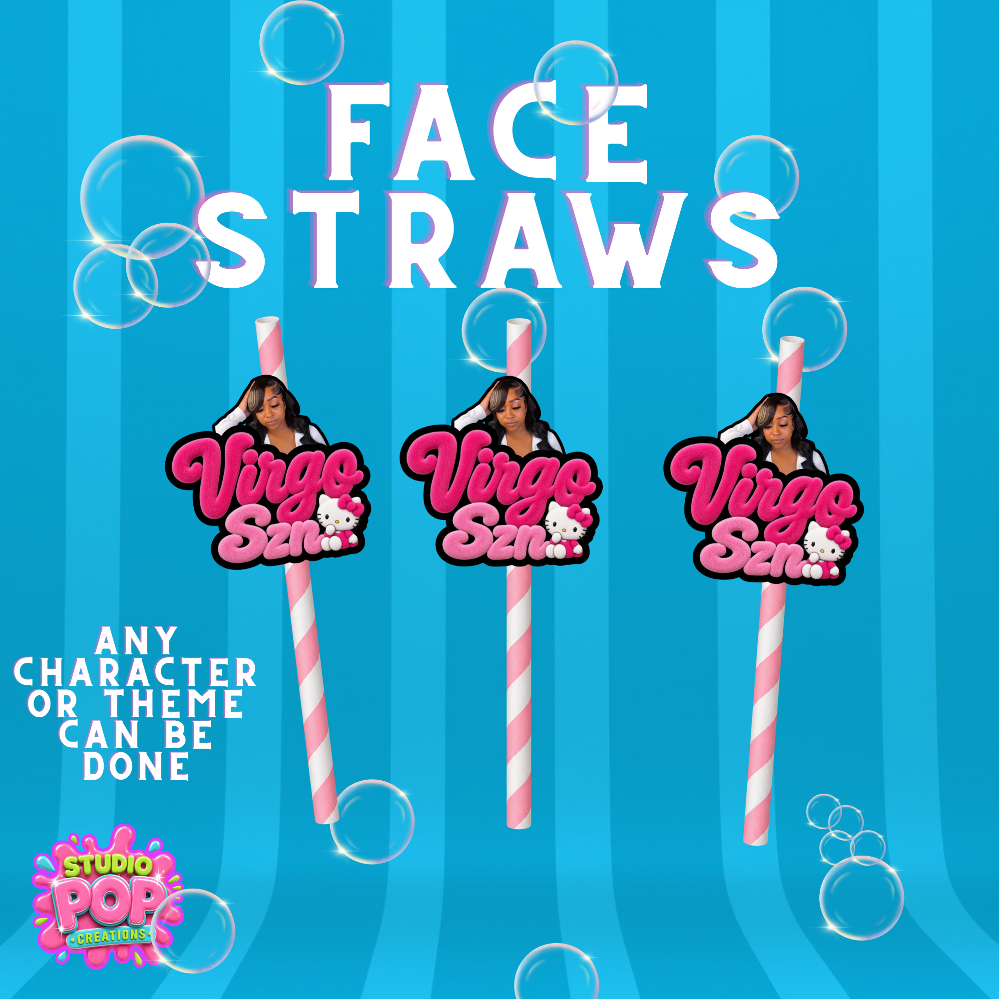 Custom Face Straws— Set of 10